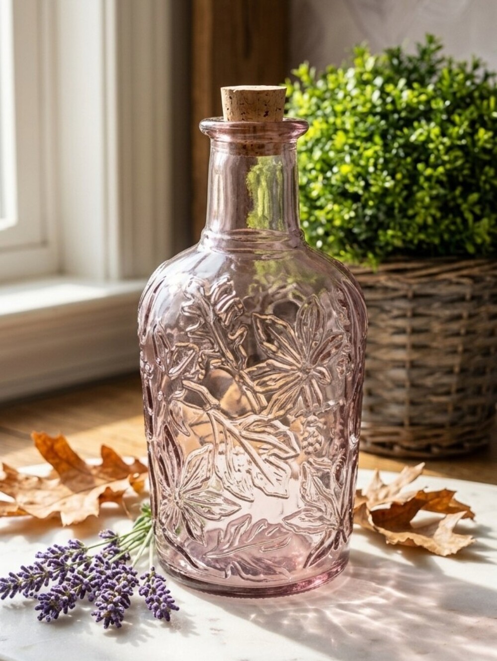 Libbey Leaf Pattern Purple Glass Decanter